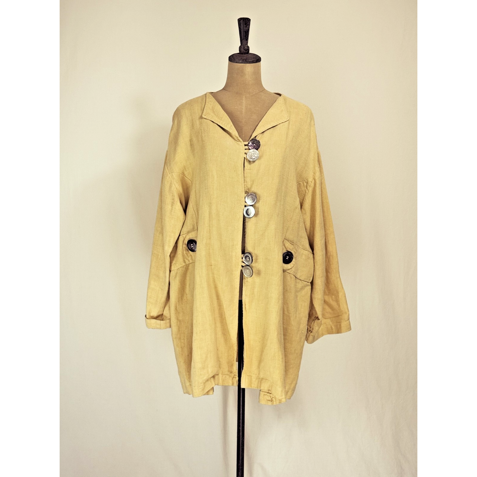 Stunning Krista Larson One Size Yellow Art To Wear Jacket #0045
